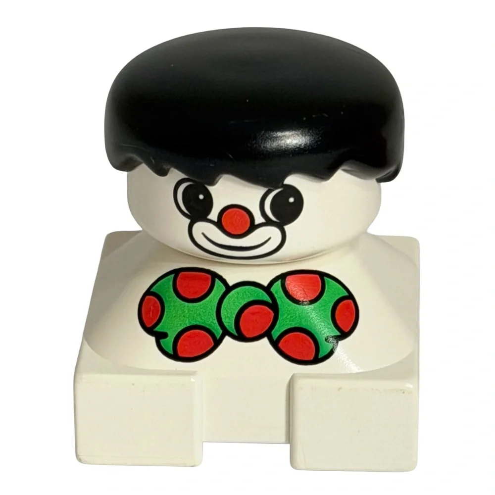 Vintage LEGO DUPLO Clown Brick 2327pb18 and Red Curved Brick 2302 | Set of 2